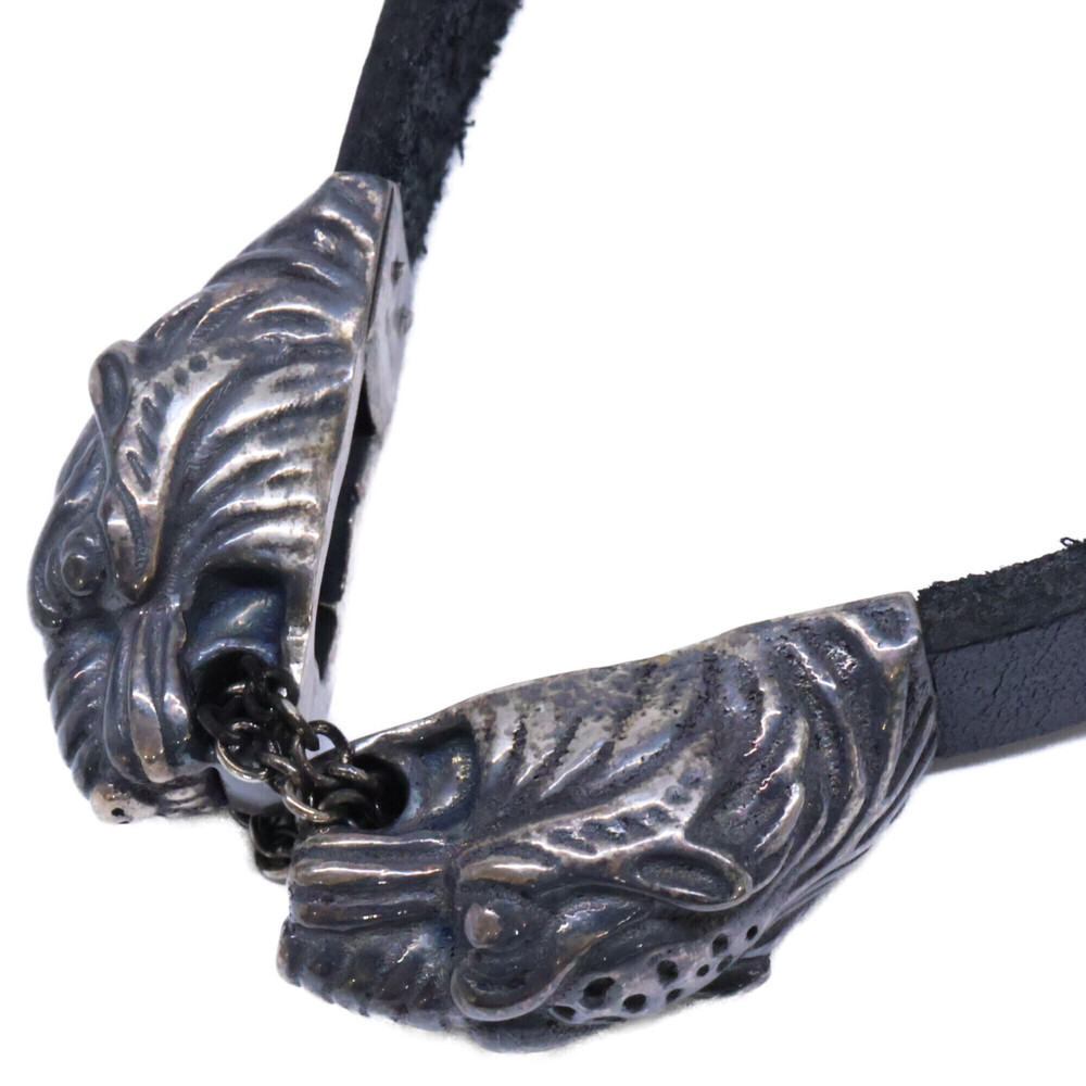 GUCCI Ag925 Double Tiger Head Leather Choker, Black, Women's - Picture 6 of 9
